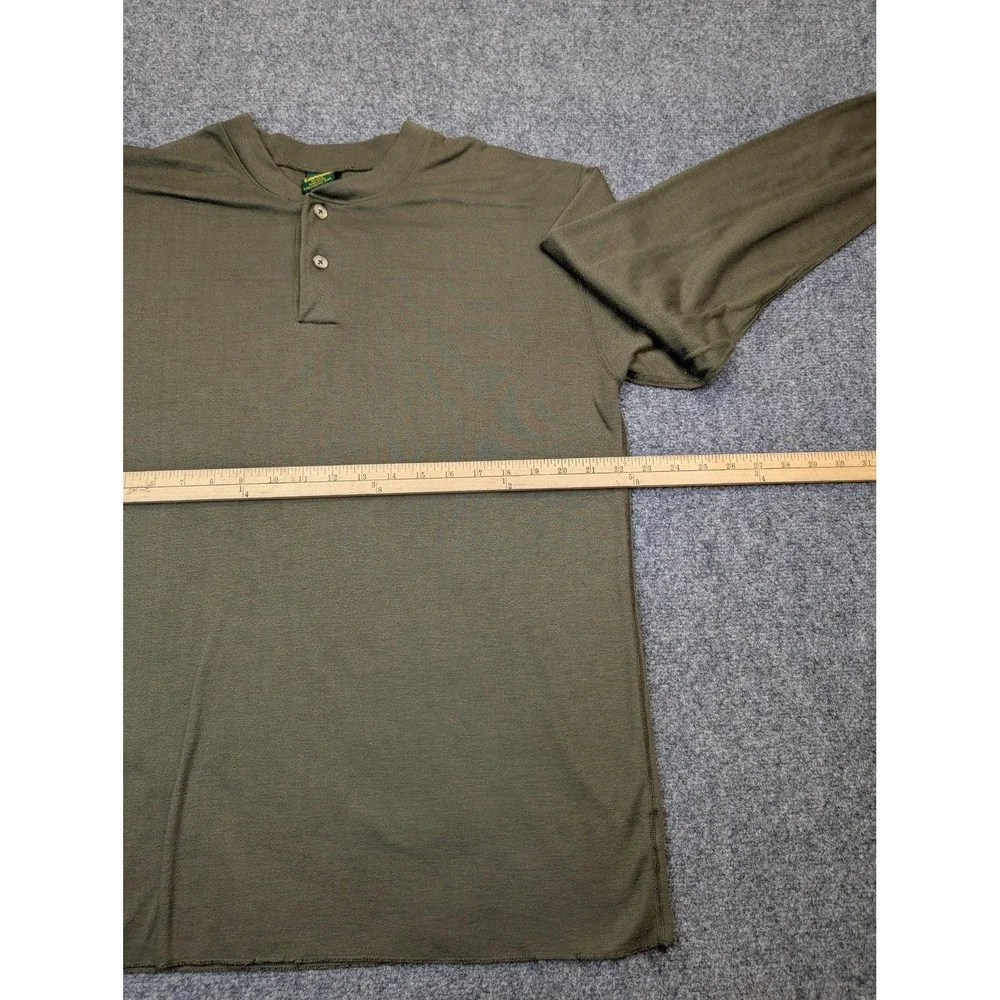 Cabela's Henley Shirt Mens XL Green Long Sleeve Thermal Made‎ USA Casual Outdoor